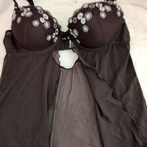 Sloggi Dark Brown Lingerie with Cream Lace